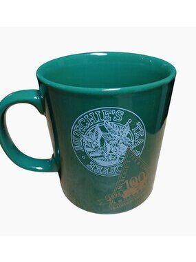 Vintage 90s Murchies Coffee Tea 100th Green Ceramic Mug Kilncraft England STL